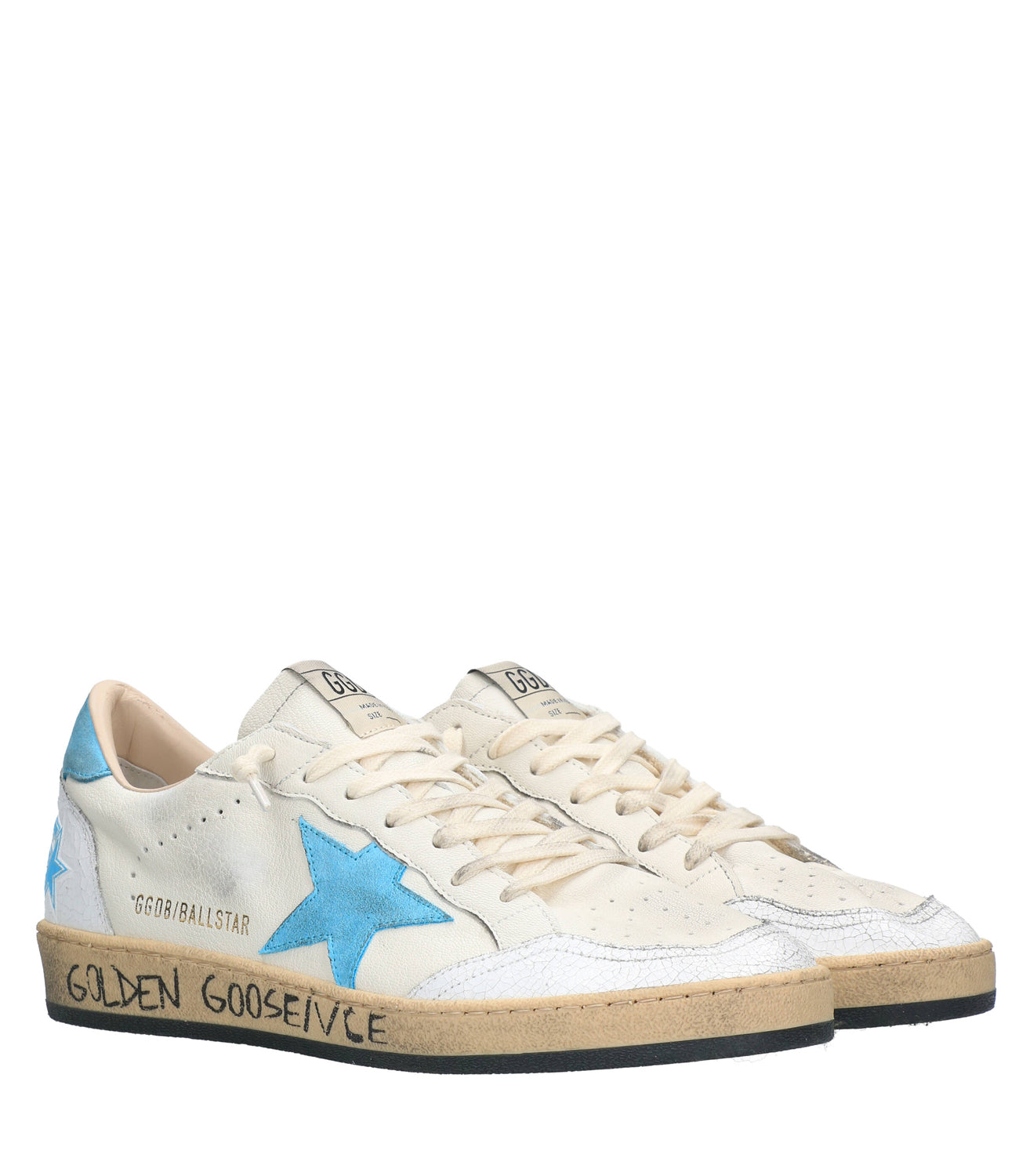 Golden Goose | Ball Star Sneakers White and Light Blue