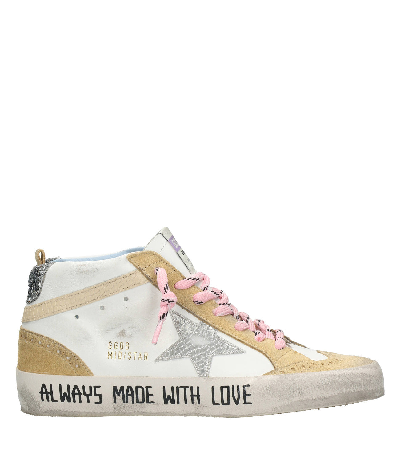 Golden Goose | Mid Star Sneakers White, Sand and Silver