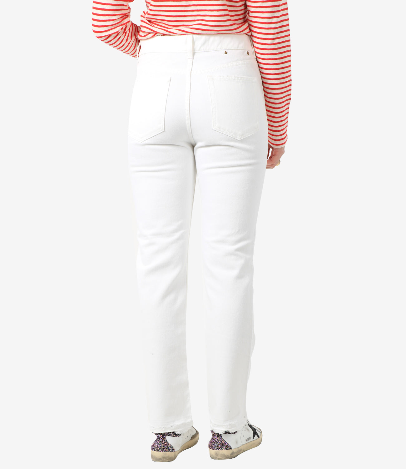 Golden Goose Jeans Jorney Denim Cropped Flare White Cropped Jeans