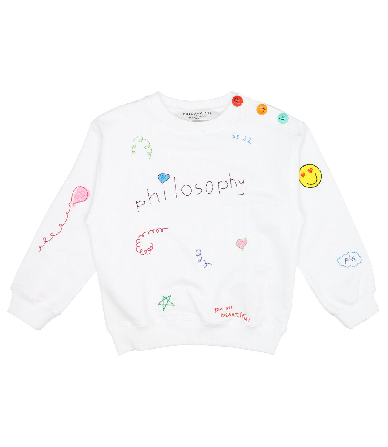 Philosophy di Lorenzo Serafini Kids | White and Multicolor Sweatshirt