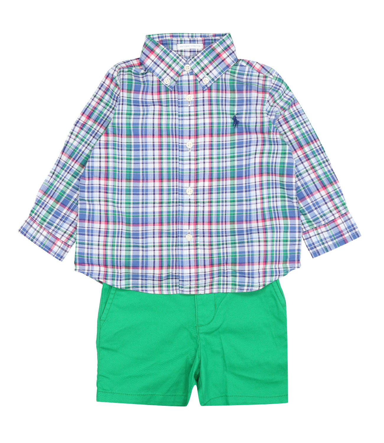 Ralph Lauren Childrenswear | Multicolor and Green Shirt and Bermuda Shirt Set
