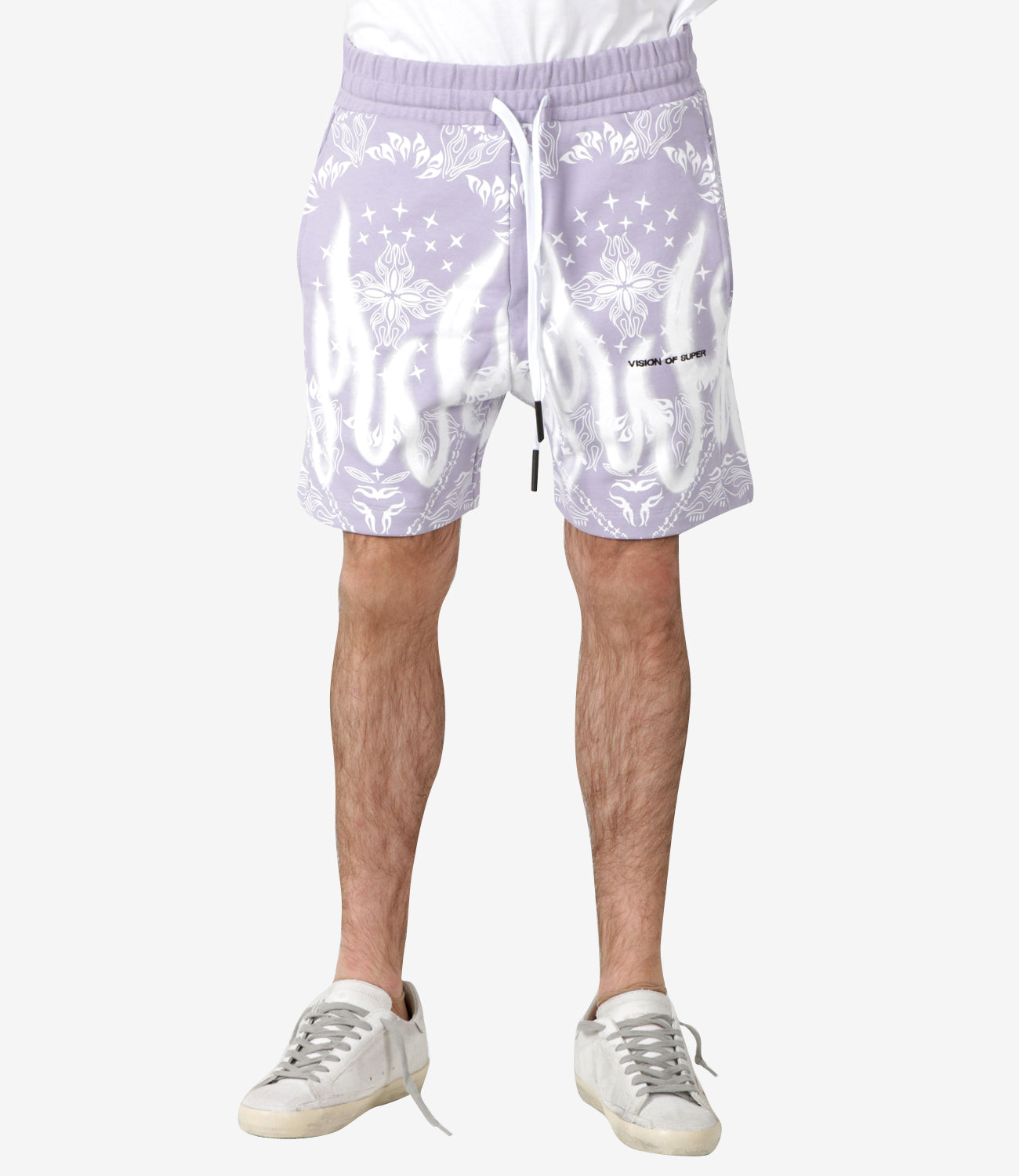Vision of Super | Bandana Print Purple and White Sport Bermuda Shorts