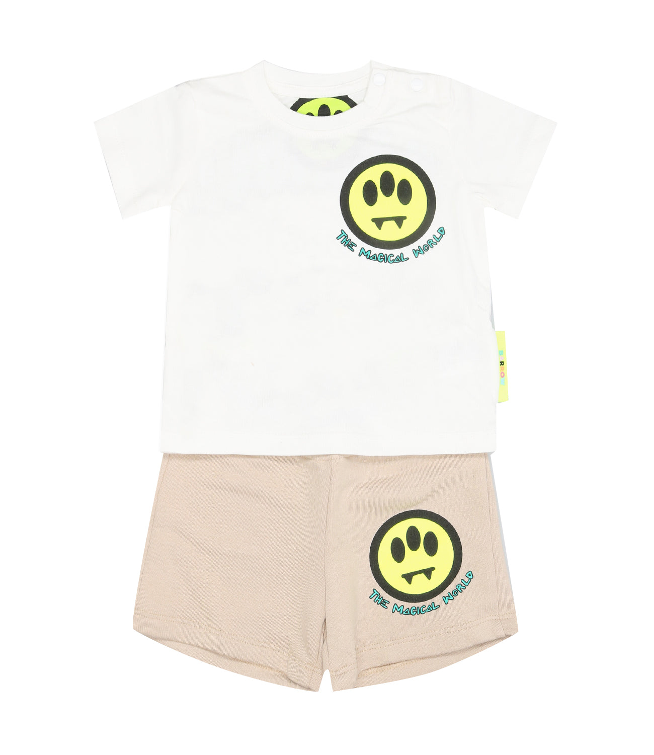 Barrow Kids | White And Beige T-Shirt+Bermuda Shorts Set