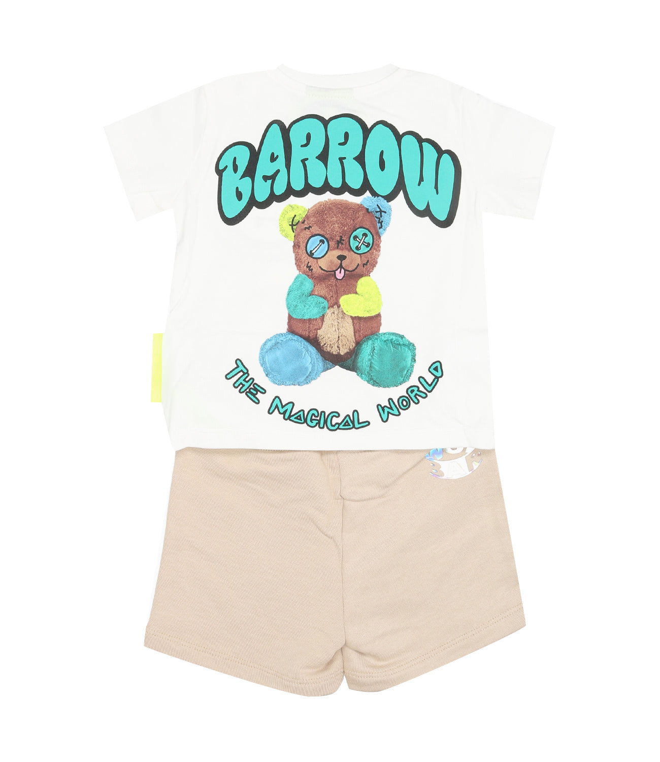Barrow Kids | White And Beige T-Shirt+Bermuda Shorts Set