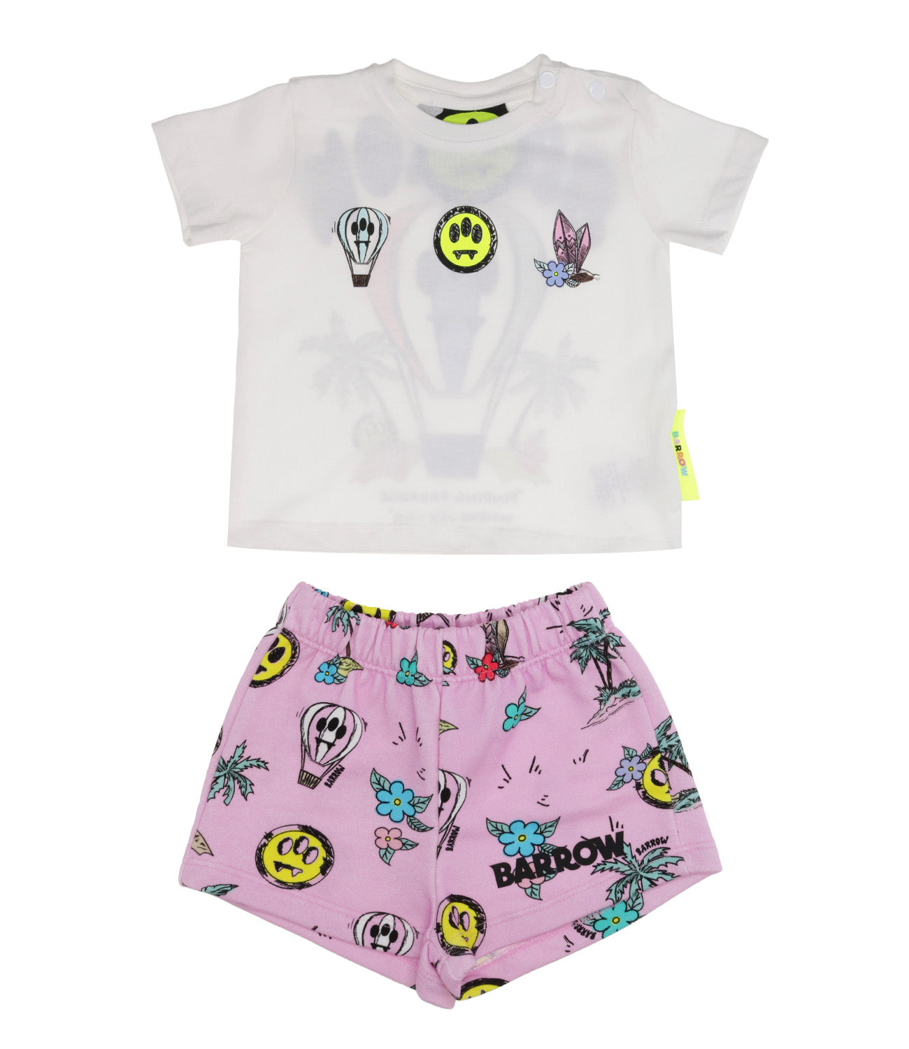 Barrow Kids | Set T-Shirt+Bermuda Bianco e Rosa