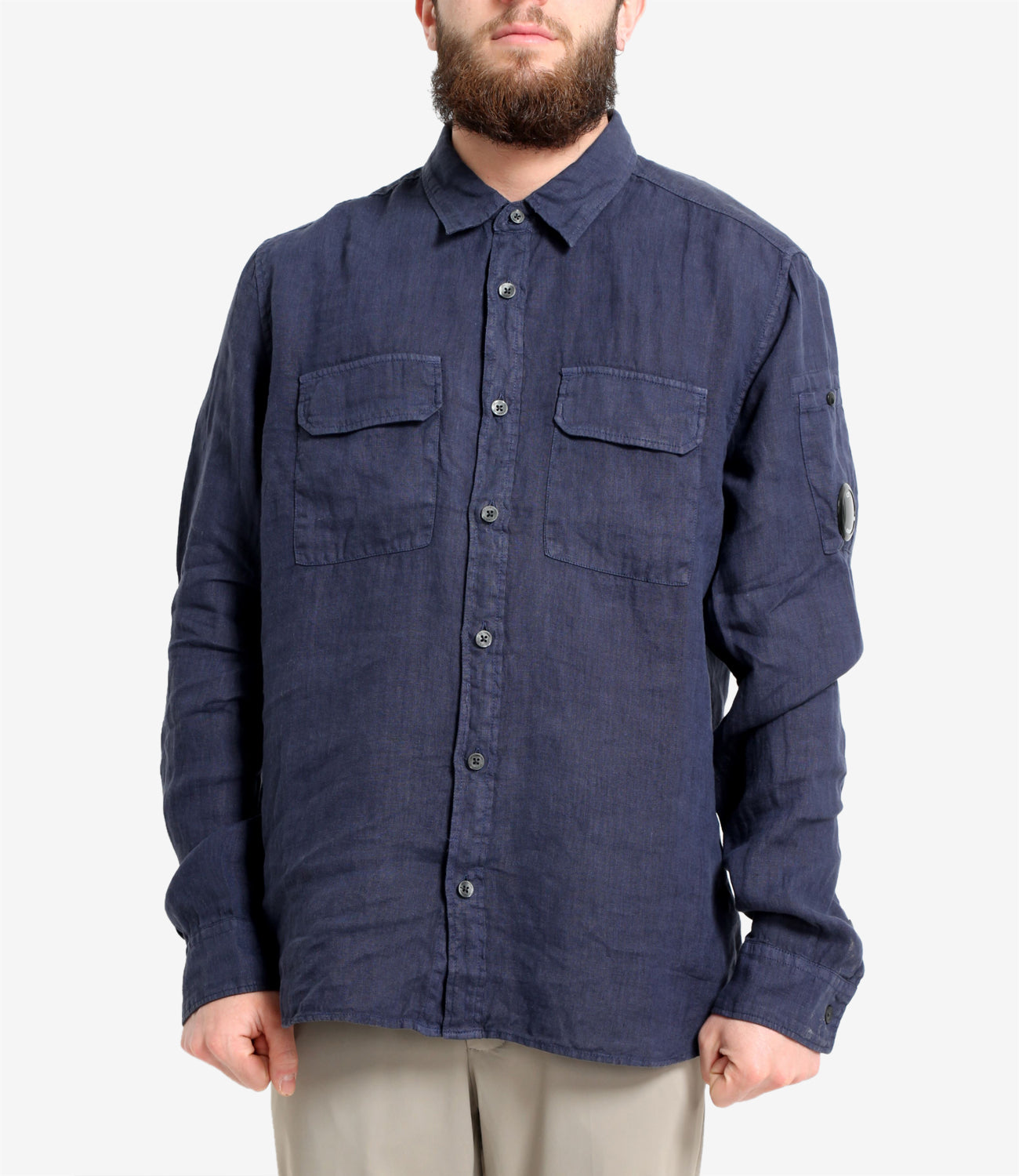 C.P. Company | Linen shirt twin pochets Blue