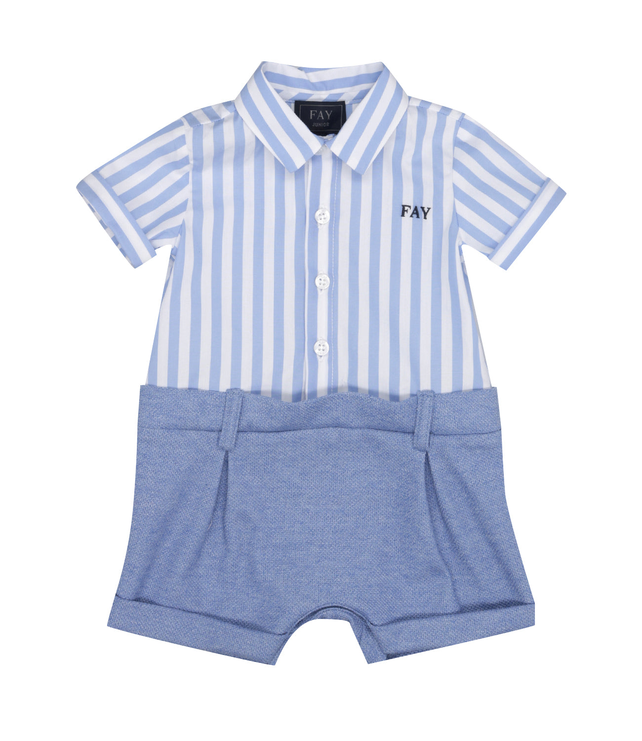 Fay Junior | Dungarees White and Light Blue