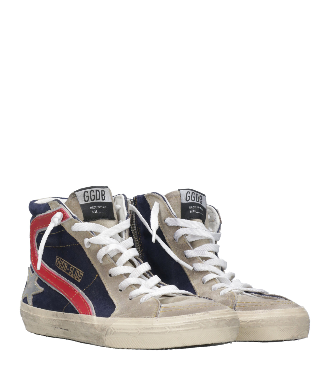 Golden Goose | High Sneakers Slide Blue, Taupe, Silver and Red