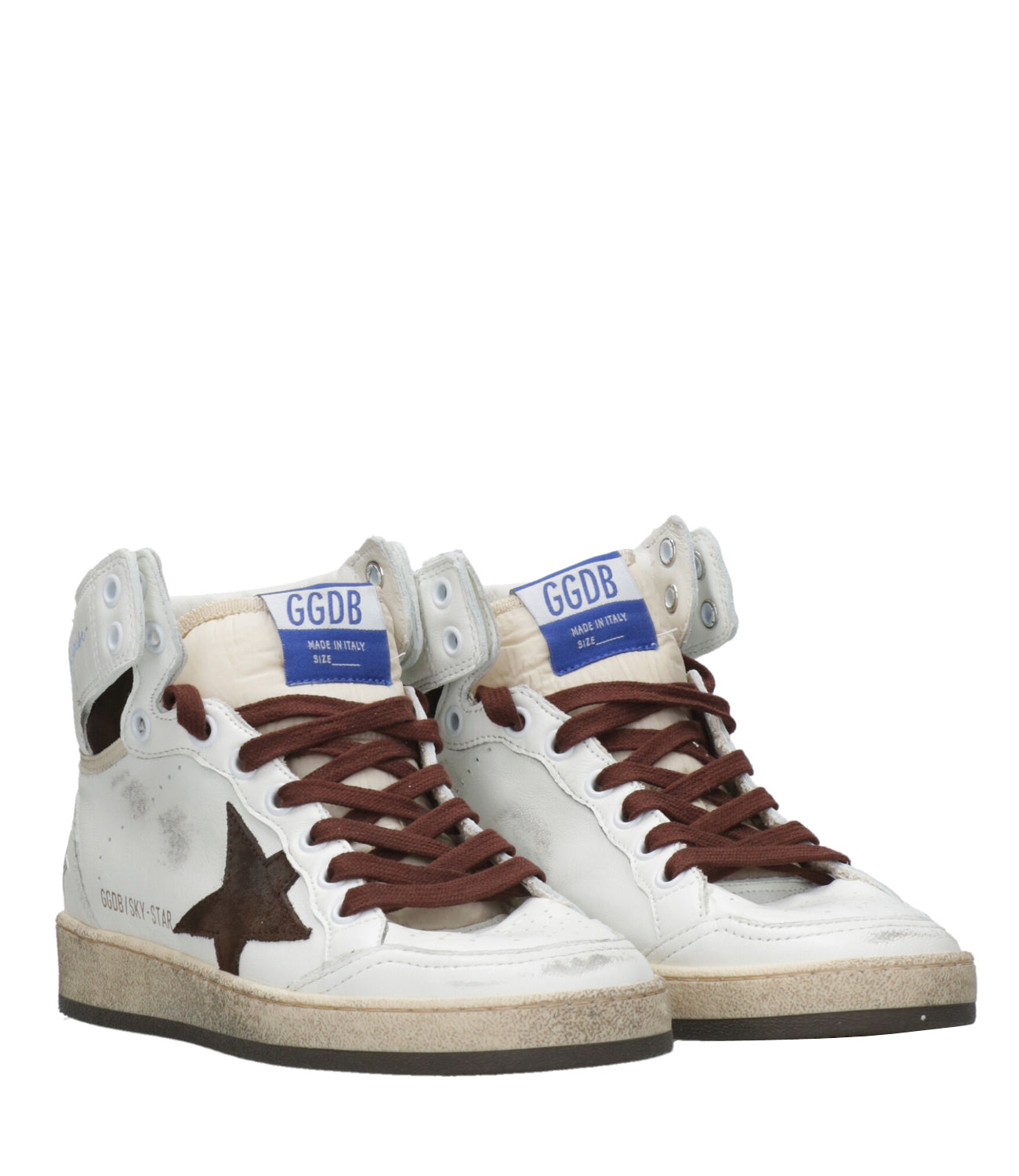 Golden Goose | Sky Star High Sneakers White, Beige and Brown