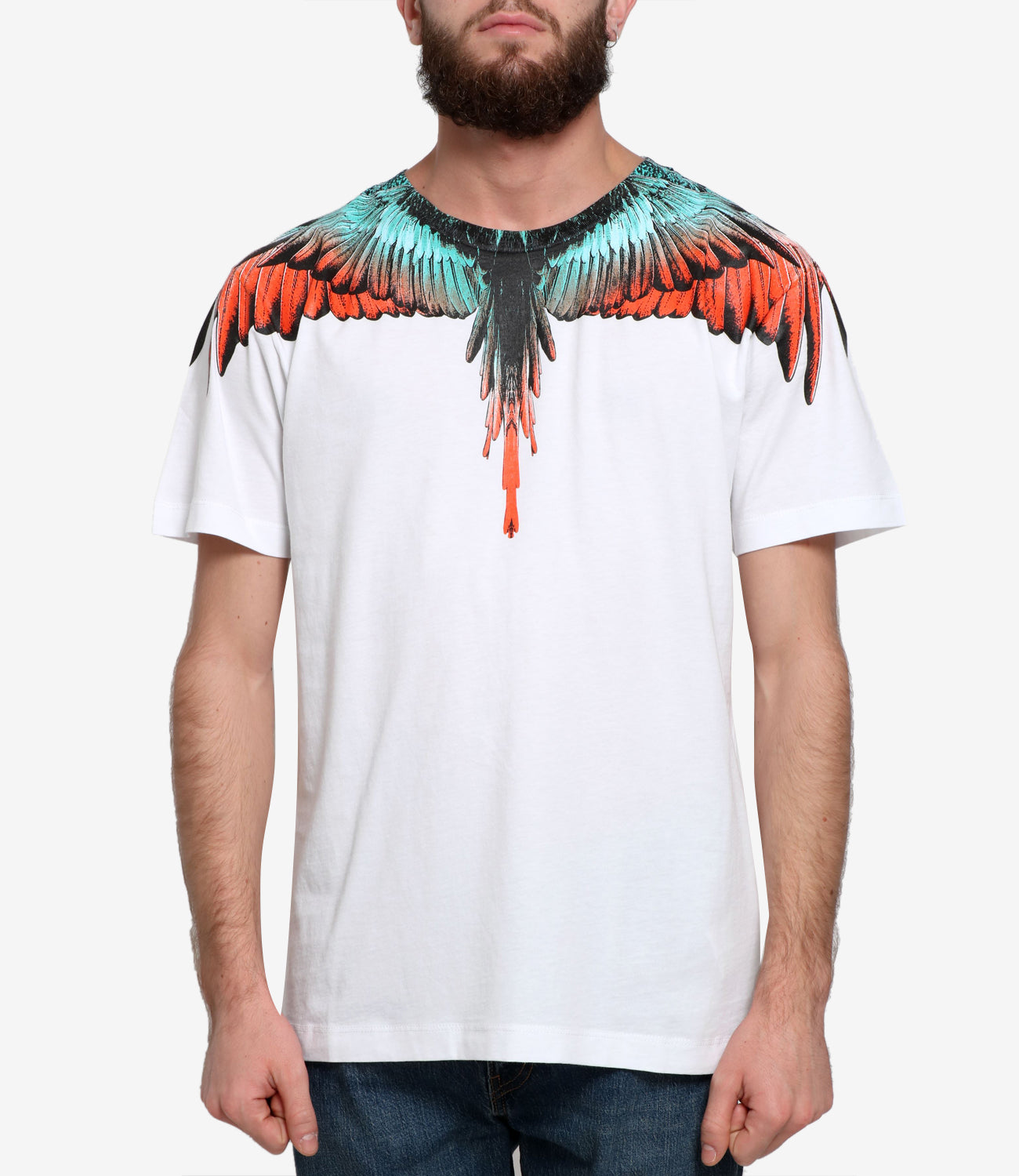 Marcelo Burlon | T-shirt Icon WIngs Bianco e Arancio