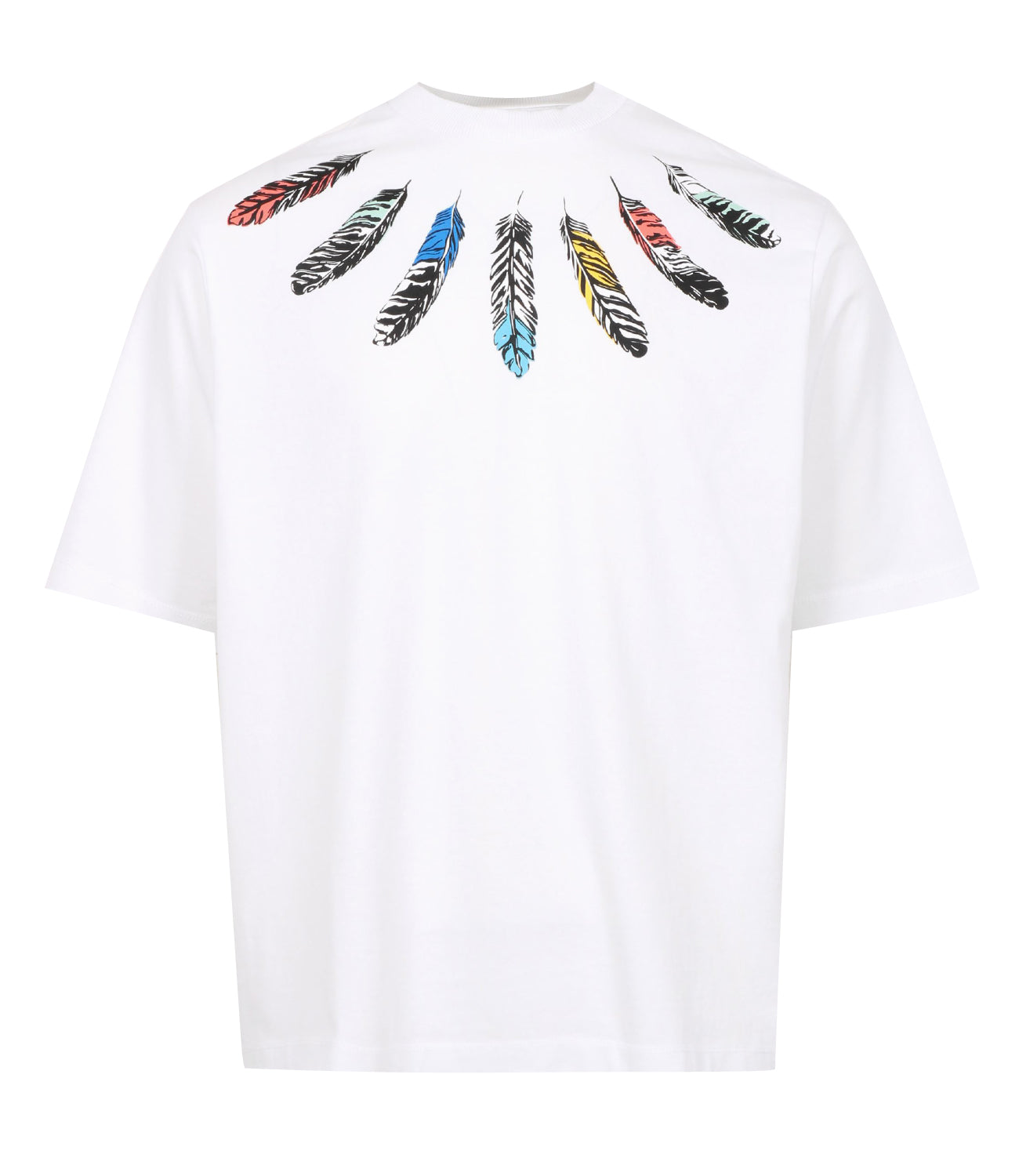 Marcelo Burlon | T-Shirt Collar Feathers Bianco e Grigio