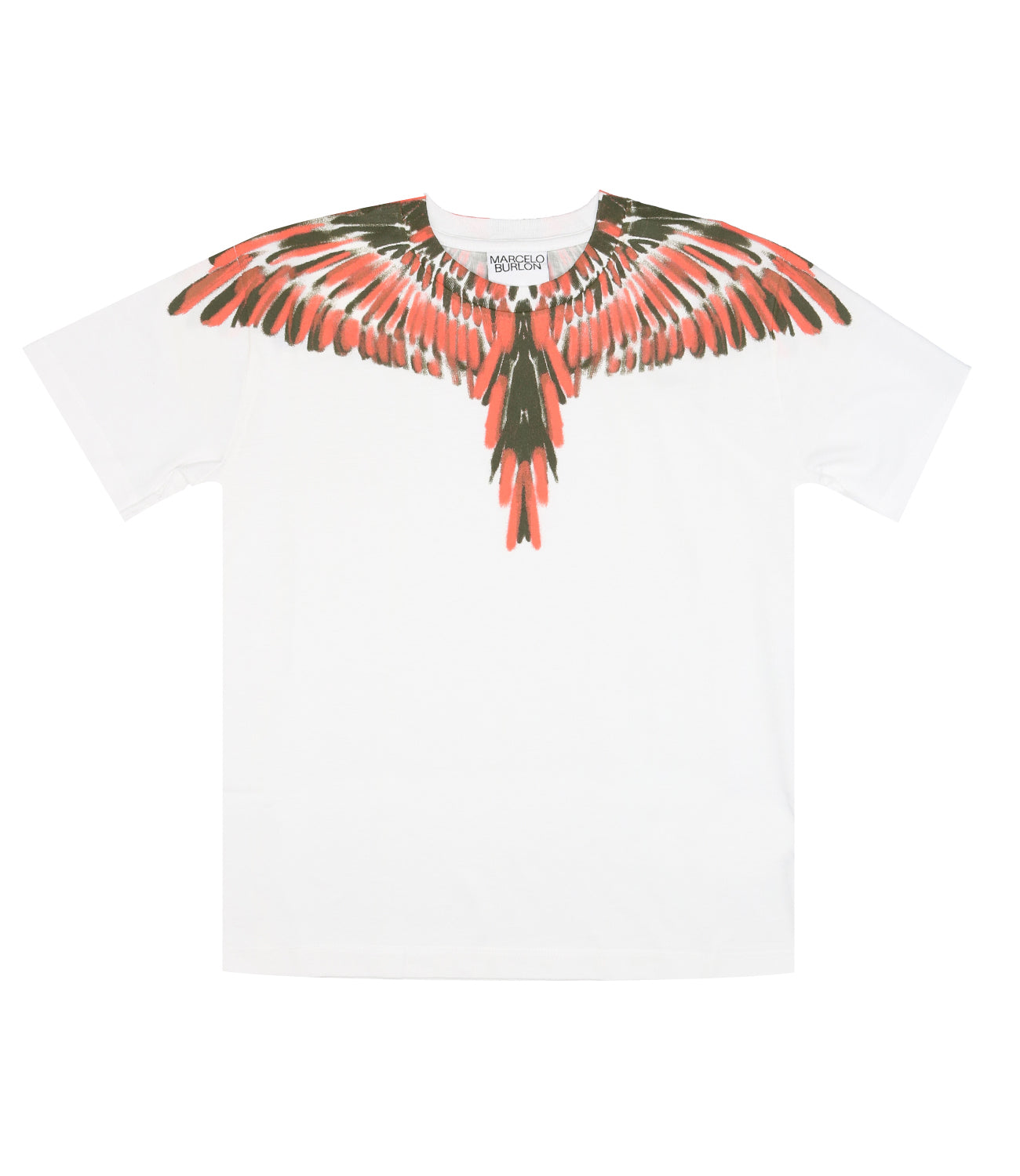 Marcelo Burlon Kids | T-Shirt Army Chalk Wings Bianco e Arancio