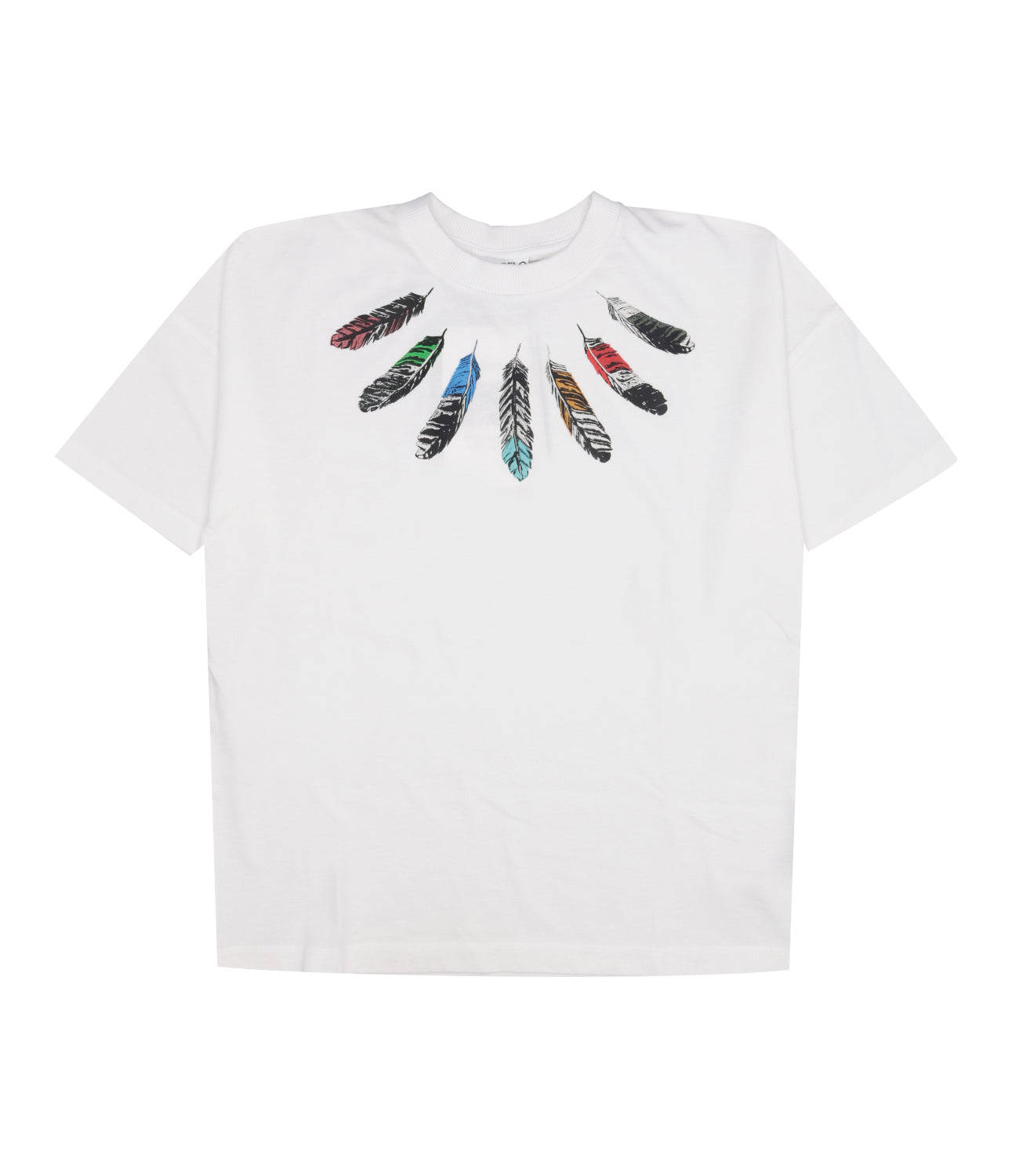 Marcelo Burlon Kids | T-Shirt Collar Feathers Bianco e Grigio