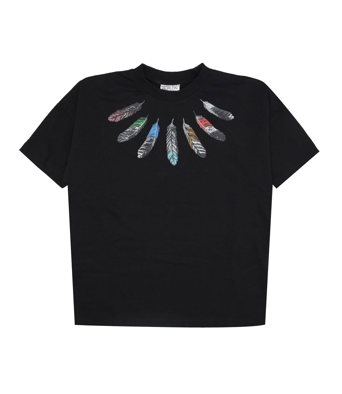 Marcelo Burlon Kids | T-Shirt Collar Feathers Black and Grey