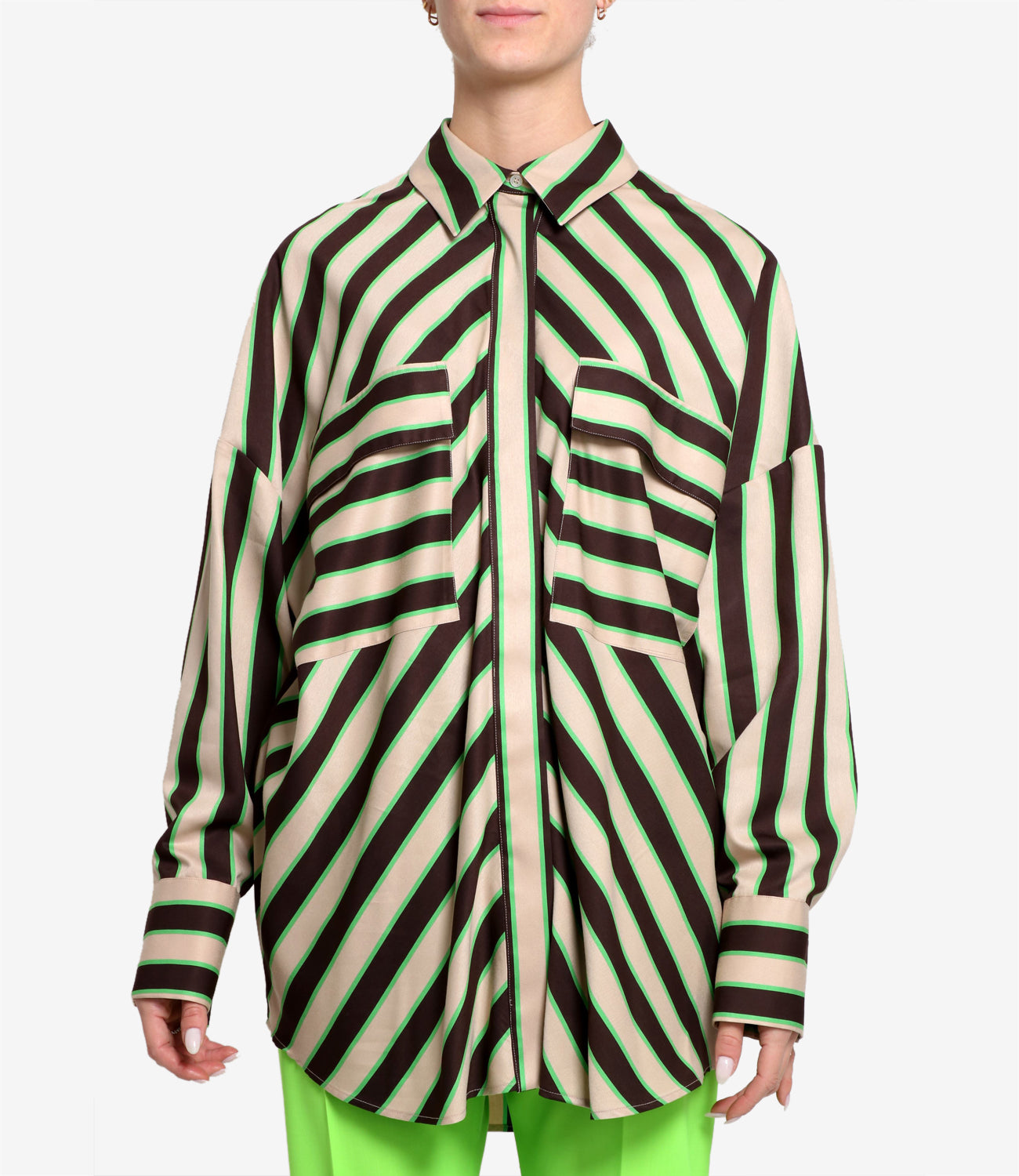 MSGM | Beige and Green Shirt