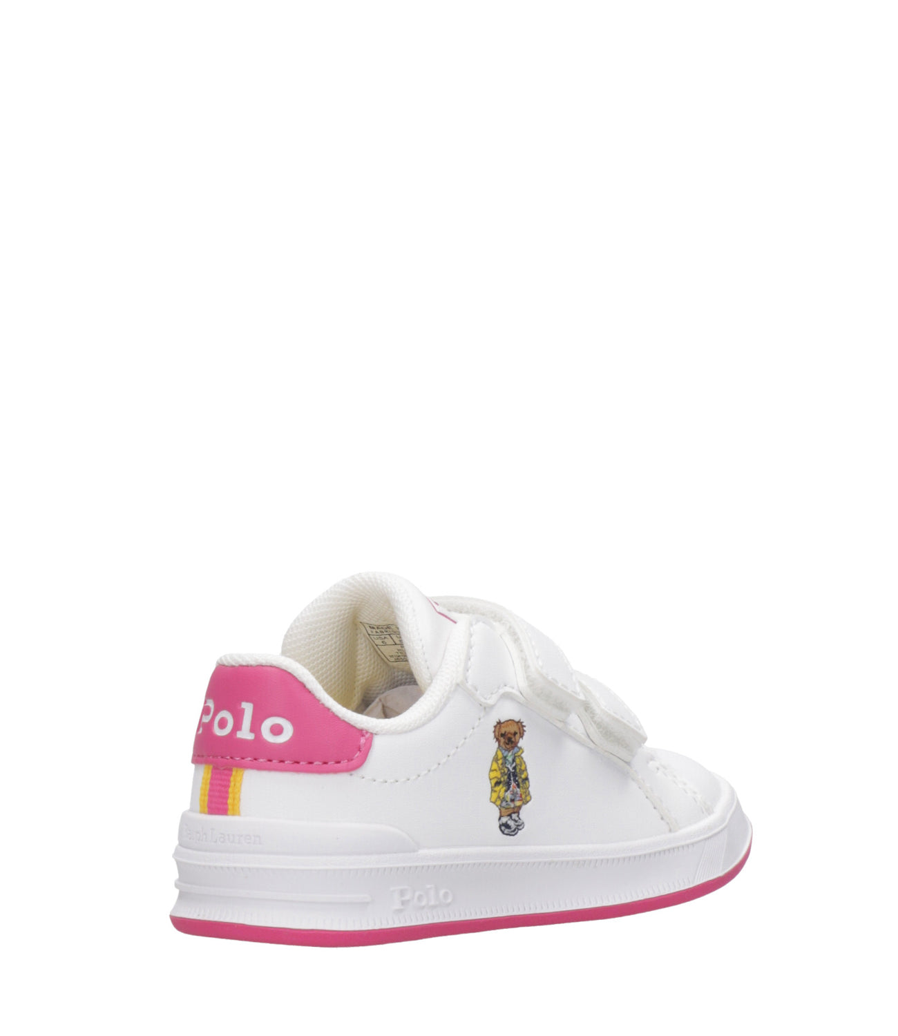 Ralph Lauren Childrenswear | Heritage Court II Bear EZ Sneakers White and Fuxia