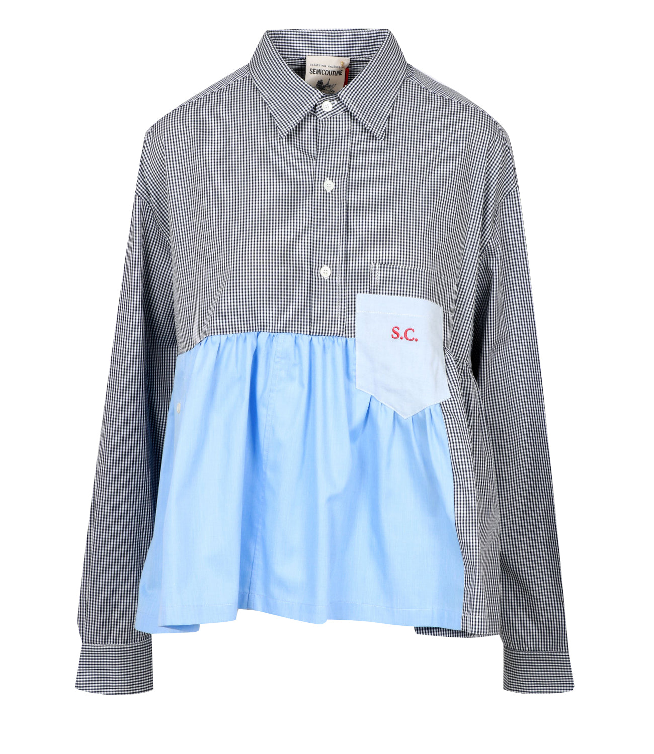 Semicouture | White and Light Blue Zoey Shirt