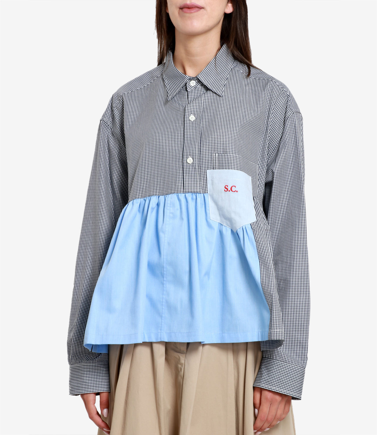 Semicouture | White and Light Blue Zoey Shirt