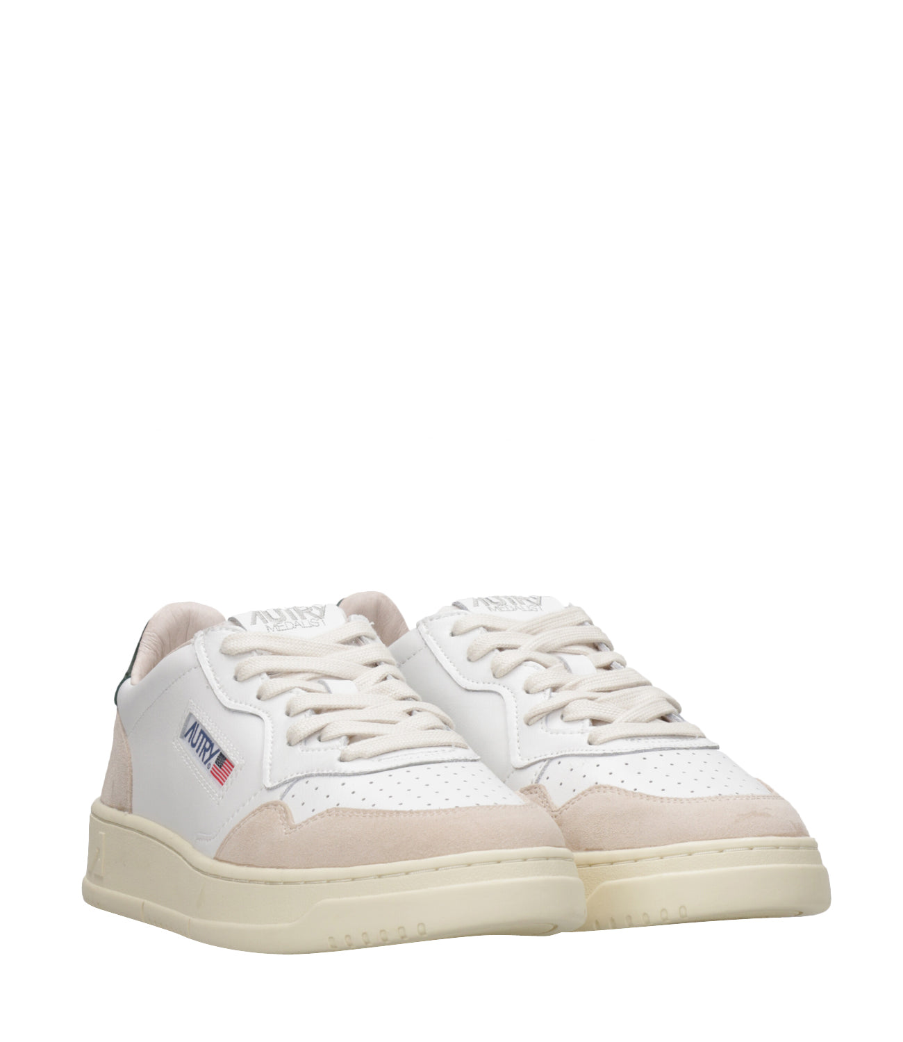 Autry | Medalist Low White and Green Sneakers