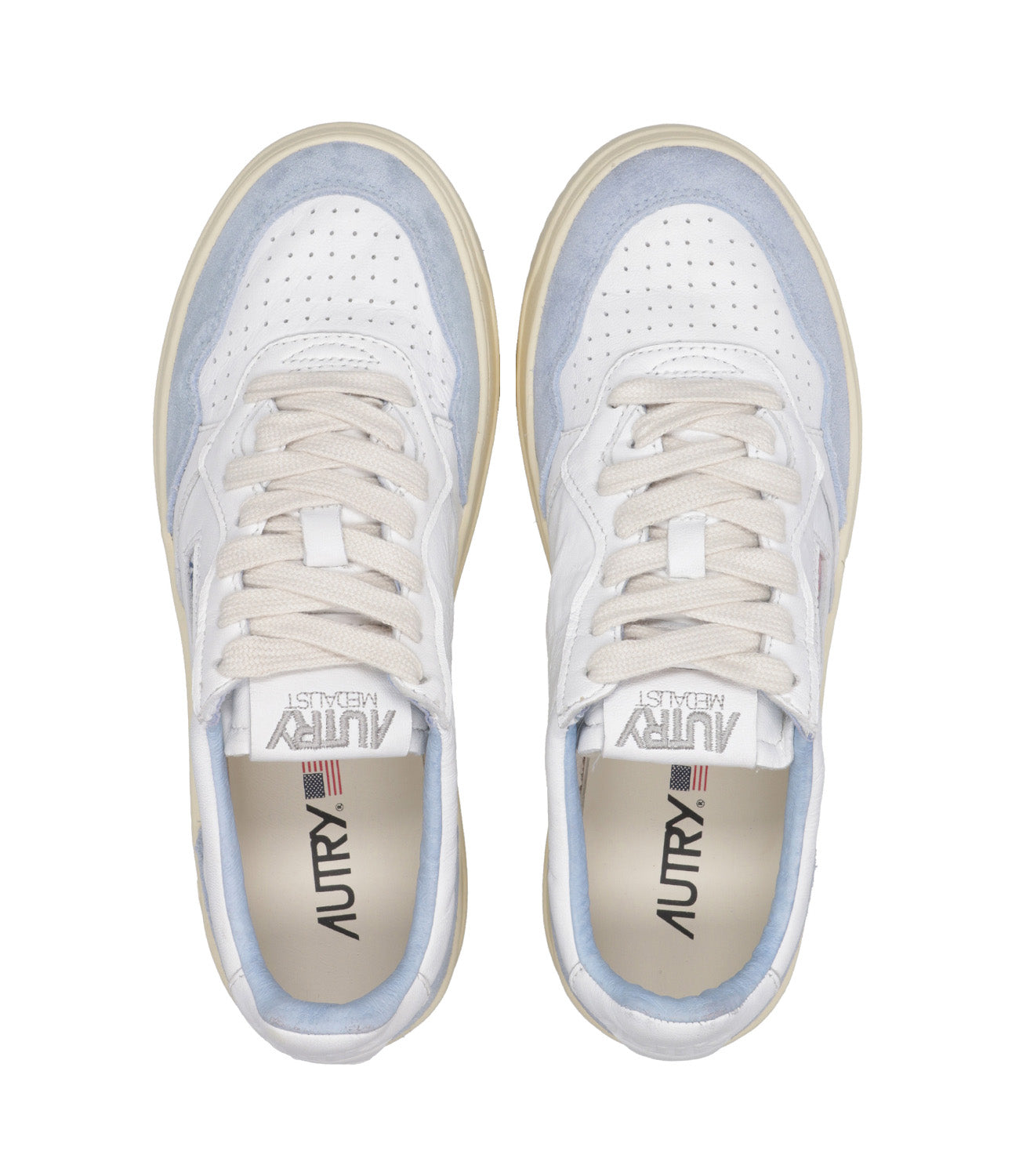 Autry | Medalist Low White and Light Blue Sneakers