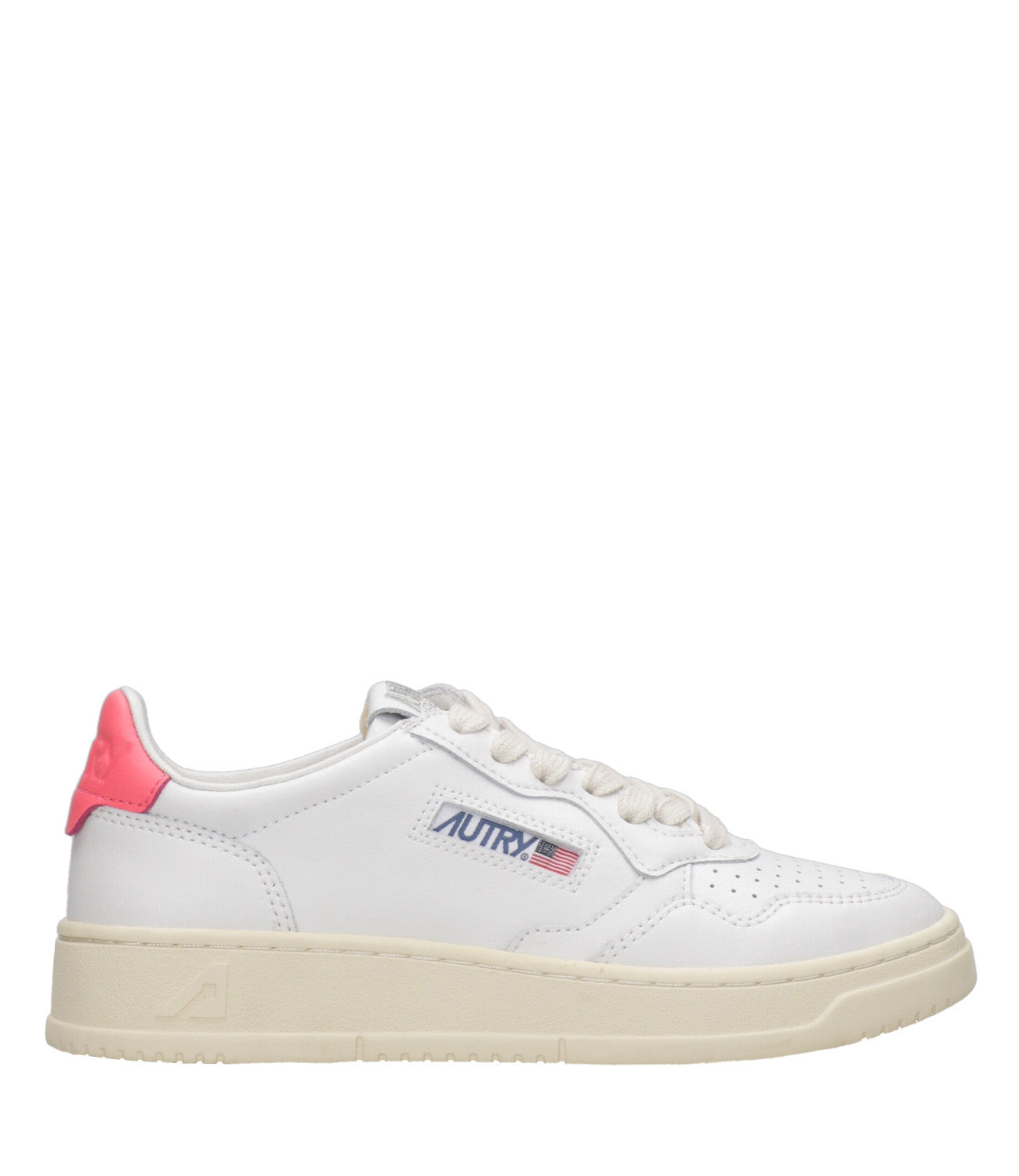 Autry | Medalist Low White and Coral Sneakers