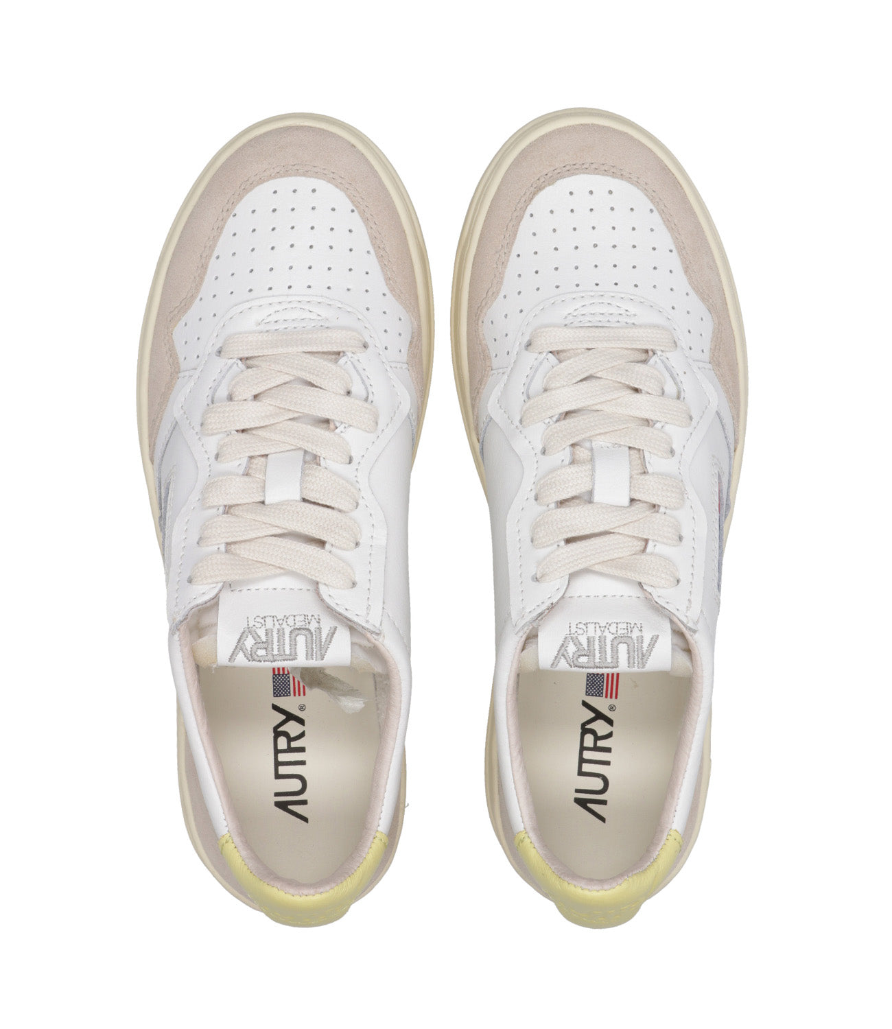 Autry | Medalist Low White and Yellow Sneakers