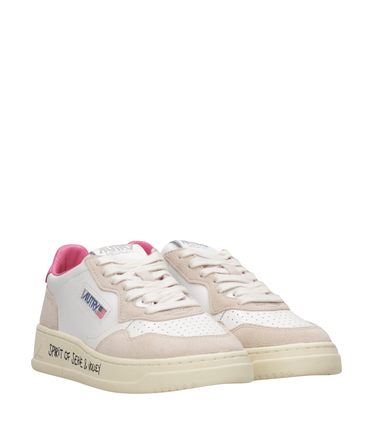 Autry | Medalist Low White and Fuxia Sneakers
