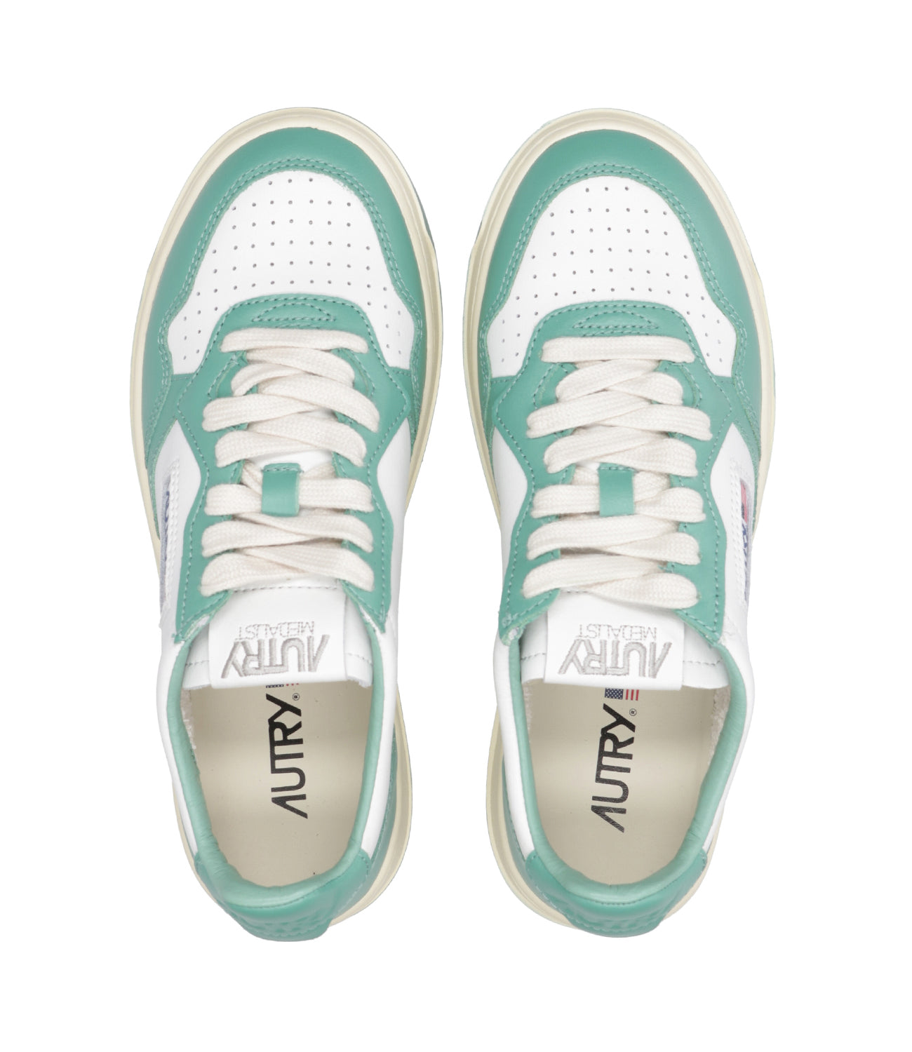 Autry | Sneakers Medalist Low Bianco e Verde acqua