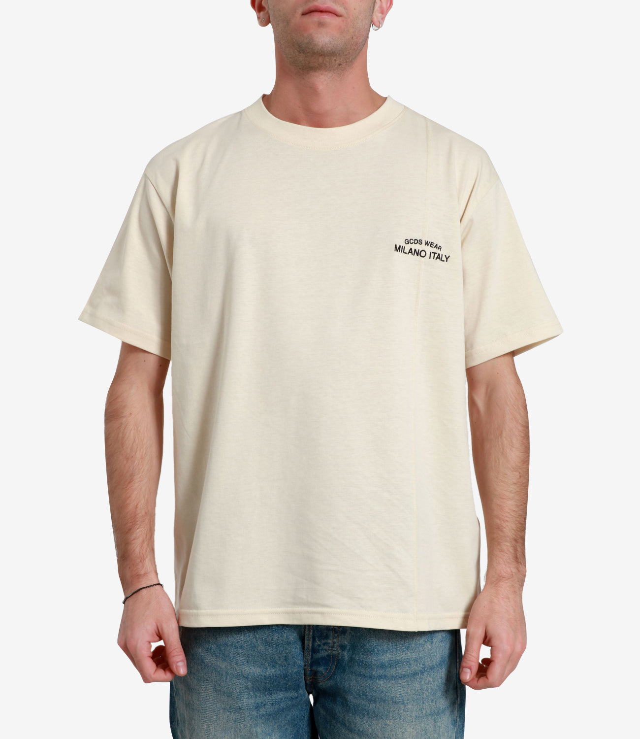 GCDS | T-Shirt Emboidered Loose Cream