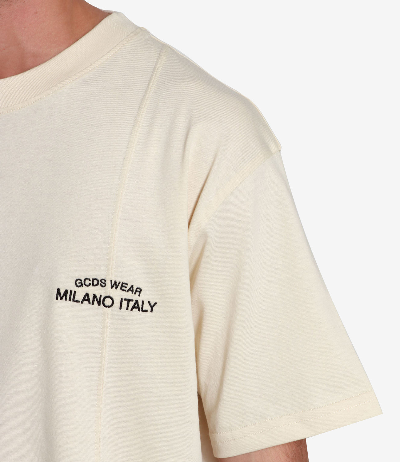 GCDS | T-Shirt Emboidered Loose Crema