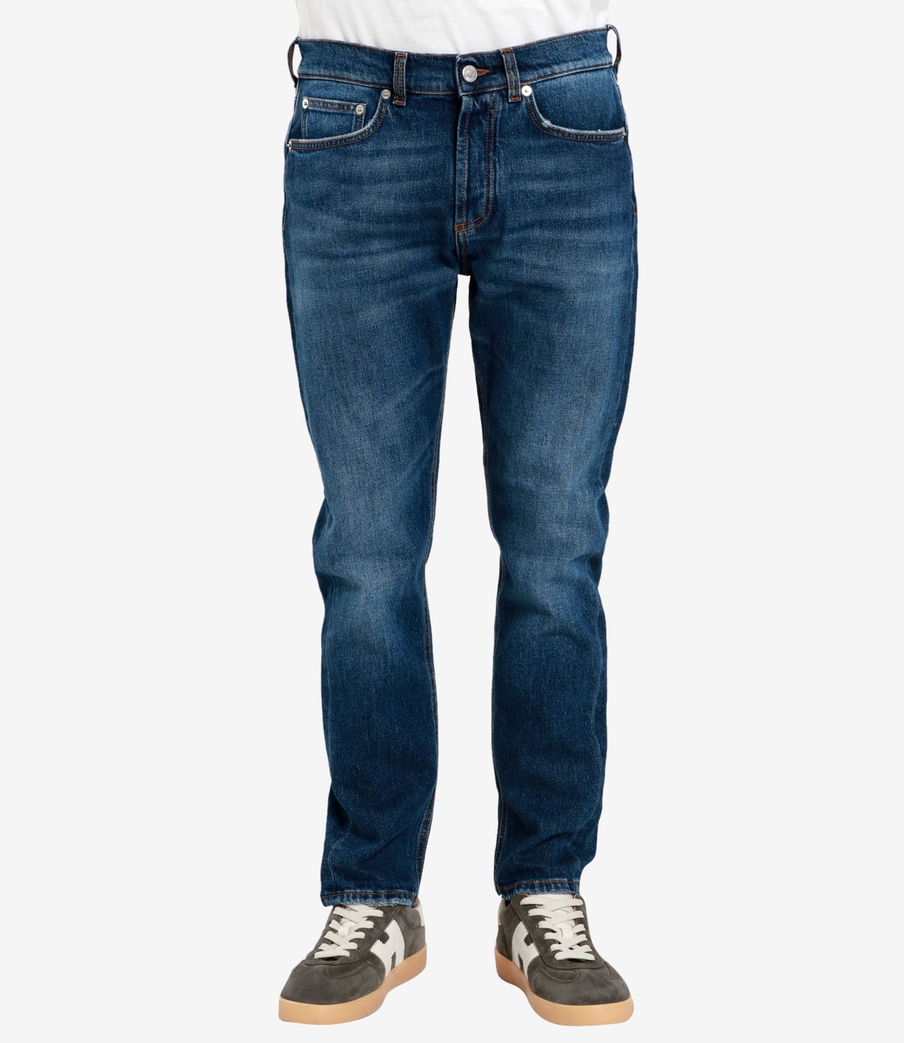 Grifoni | Regular Cropped Fit Blue Jeans