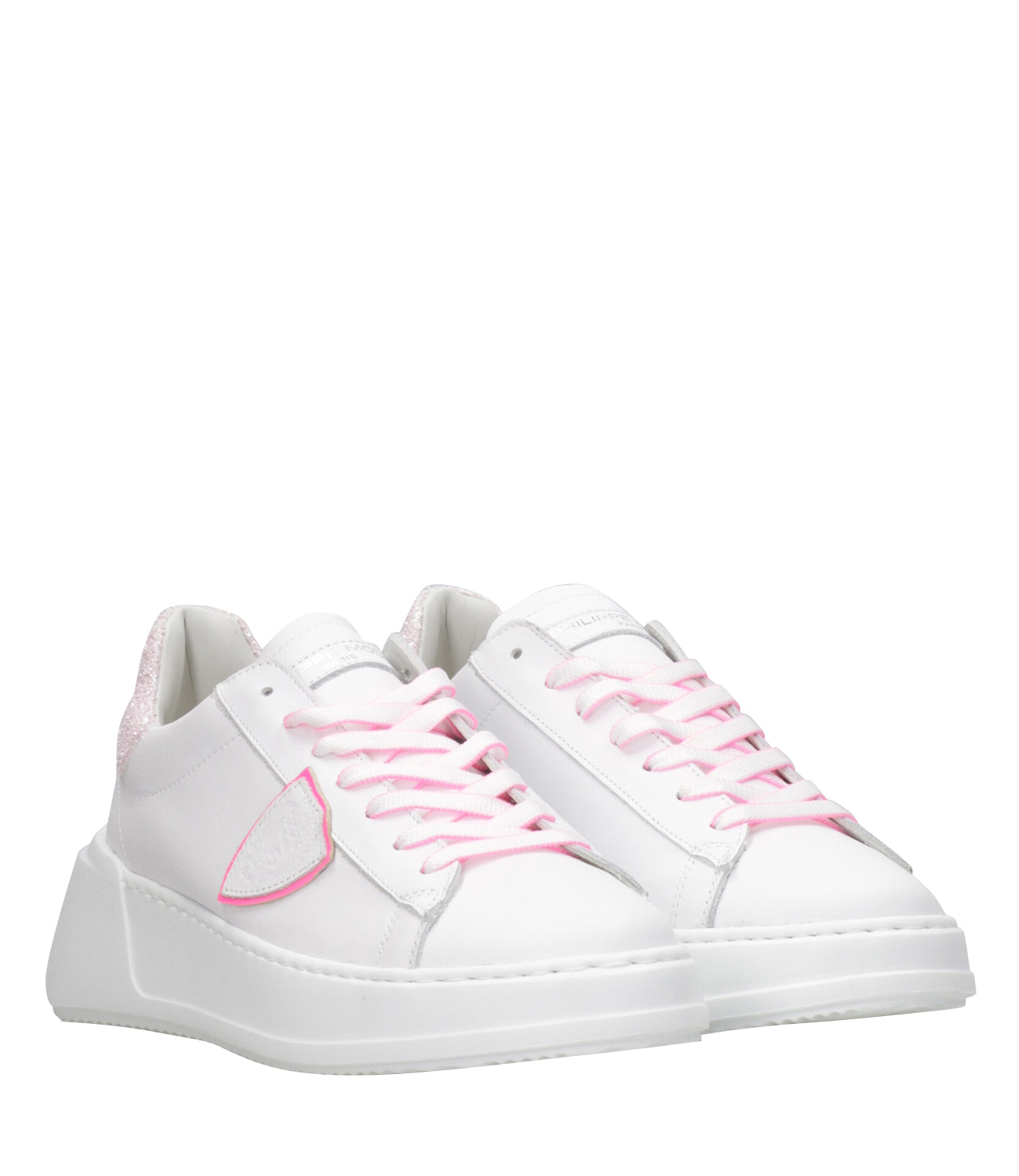 Philippe Model | Sneakers Tres Temple Low White and Fuxia