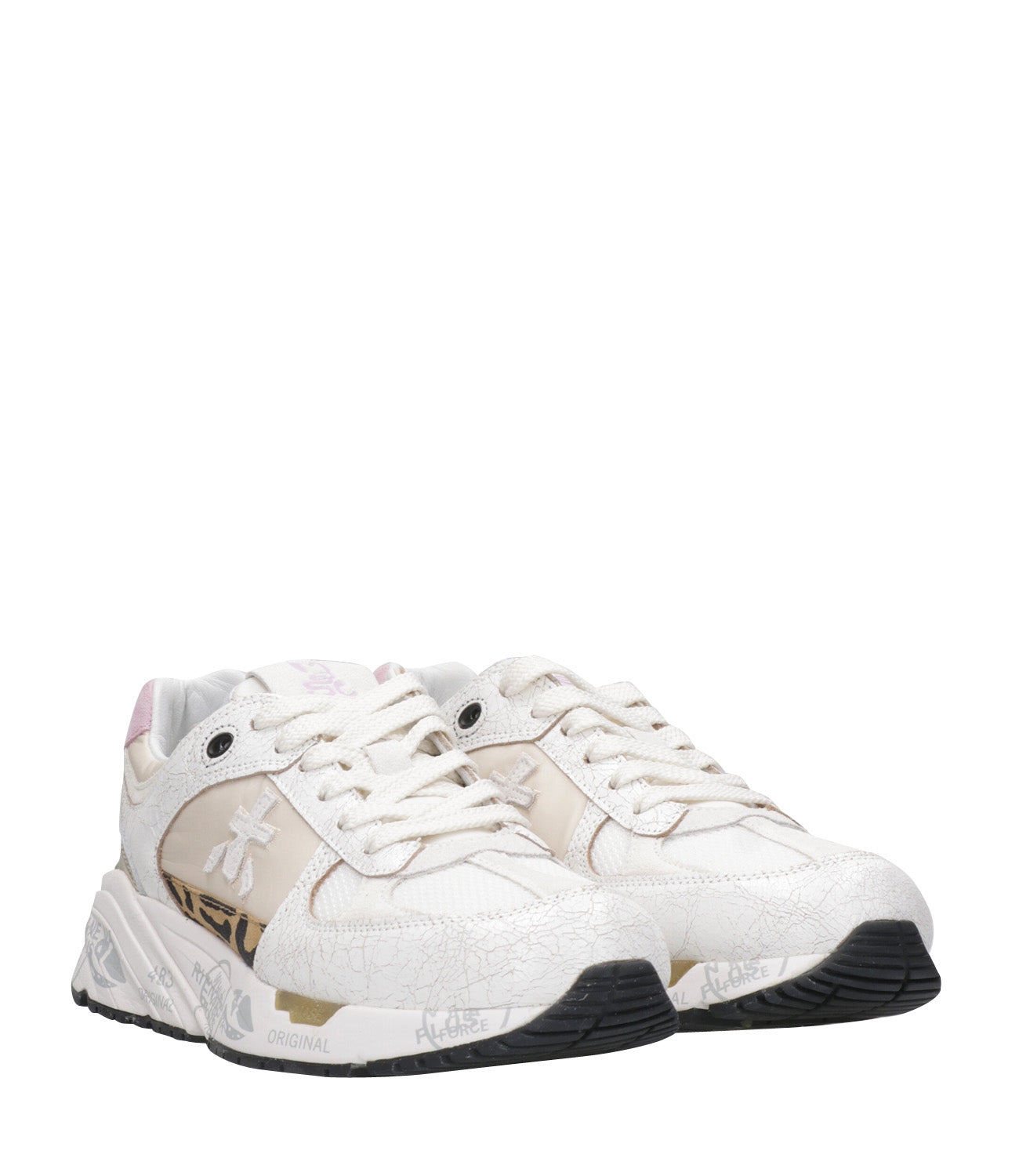 Premiata | Mased White, Beige and Pink Sneakers