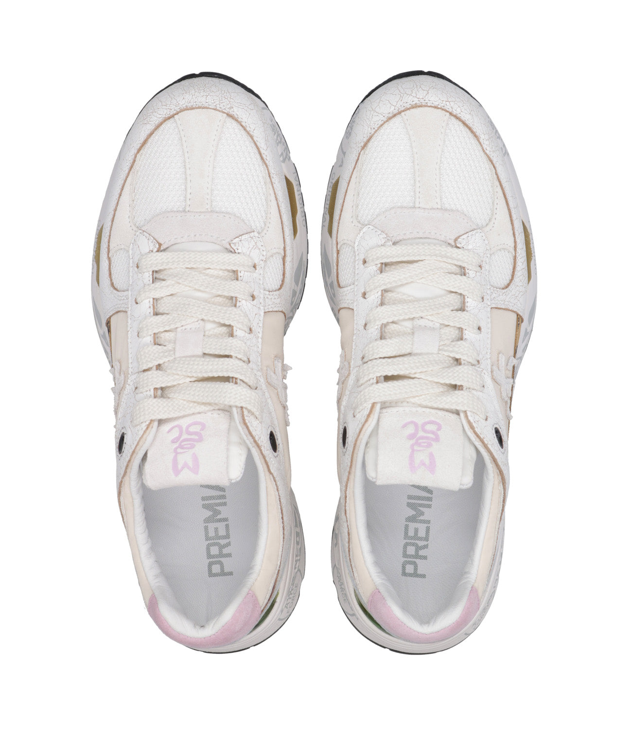 Premiata | Mased White, Beige and Pink Sneakers
