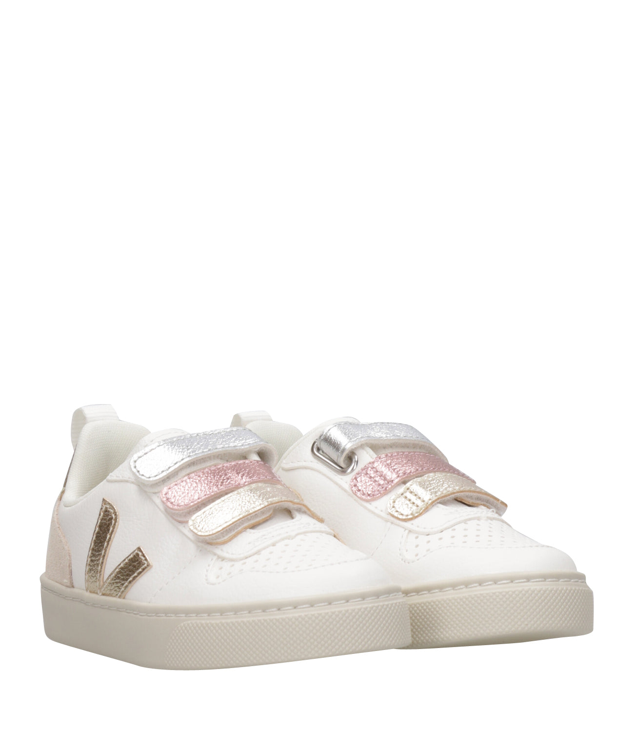 Veja Kids | Sneakers V-10 Velcro White, Gold, Silver and Rose Gold