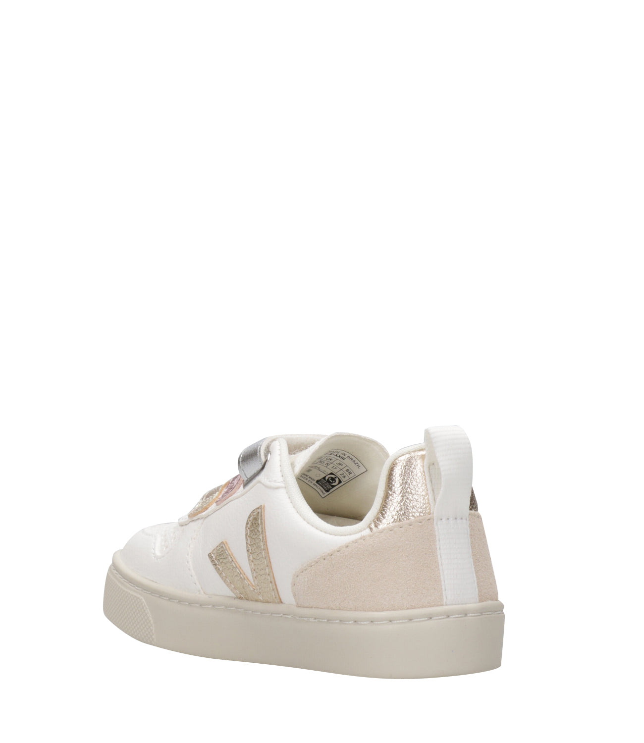 Veja Kids | Sneakers V-10 Velcro Bianco, Oro, Argento e Oro Rosa