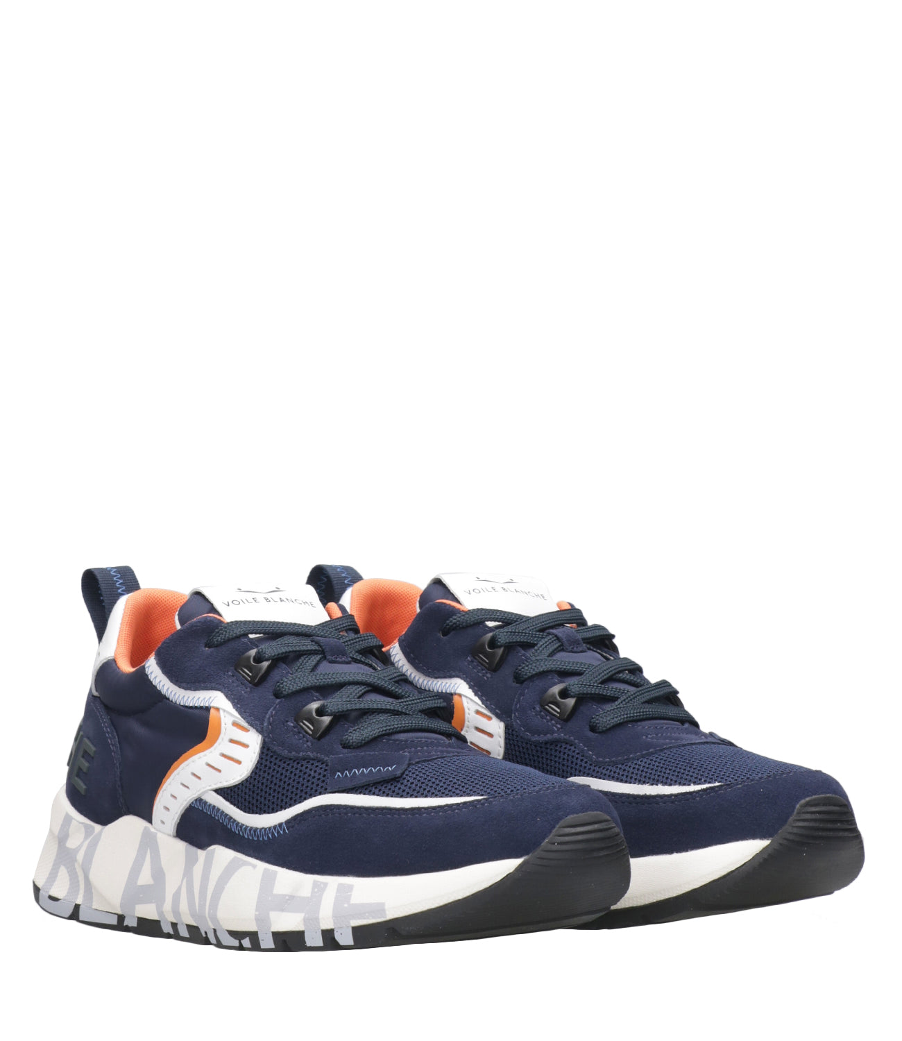 Voile Blanche | Sneakers Club01 Navy Blue and Orange